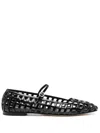 Aeyde Uma Caged Cut-out Patent-leather Mary Jane Ballet Flats In Black