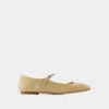 Aeyde Uma Metallic Mary Jane Ballerina Flats In Beige