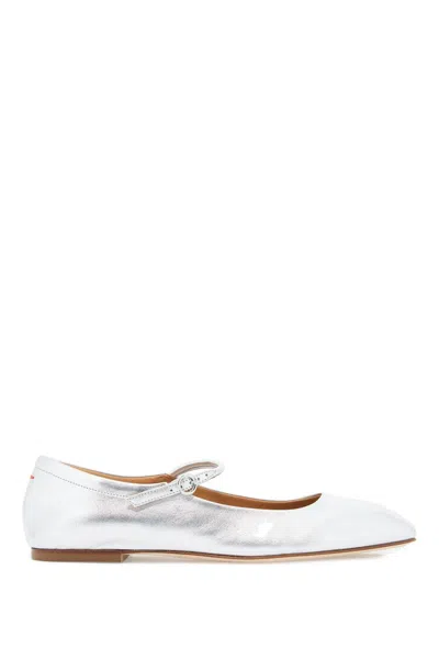 Aeyde Square-toe Ballet Pumps In Silver