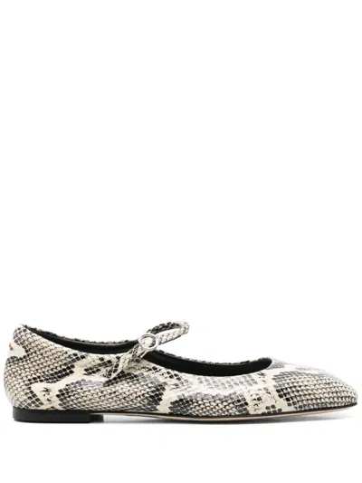 Aeyde 10mm Uma Printed Leather Ballerinas In White