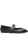 Aeyde Nappa Leather Flats With Circular Hardware Detail In Black
