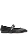 Aeyde Nappa Leather Flats With Circular Hardware Detail In Black