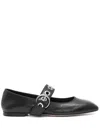 Aeyde Uma Eyelet-embellished Leather Mary Jane Ballet Flats In Black