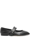 Aeyde Nappa Leather Flats With Circular Hardware Detail In Black