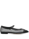 Aeyde Uma Mesh Leather Mary Jane Flats In Black