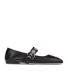 Aeyde Nappa Leather Flats With Circular Hardware Detail In Black