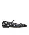 Aeyde Uma Caged Cut-out Patent-leather Mary Jane Ballet Flats In Black