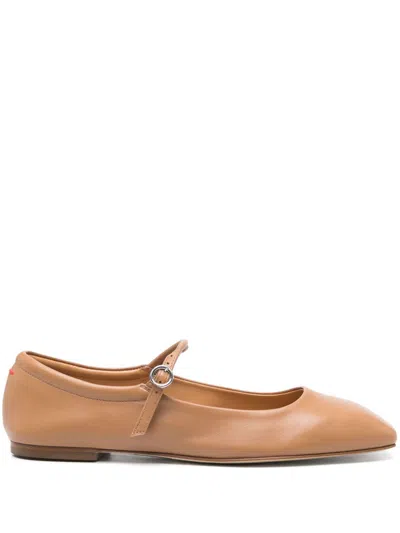 Aeyde Uma Metallic Mary Jane Ballerina Flats In Beige