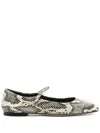 Aeyde Uma Snake Printed Leather Flats In Neutrals