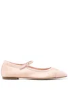 Aeyde Pink Uma Satin Toe-cap Ballerina Flats In Pink