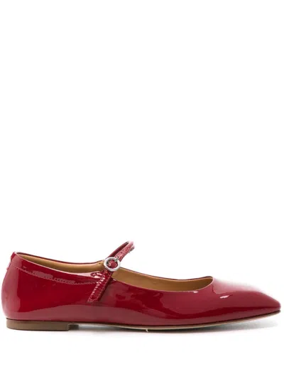 Aeyde Round Toe Velvet Ballerina Shoes With Flat Sole In Red