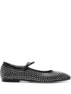 Aeyde Uma Studded Leather Mary Jane Ballet Flats In Schwarz