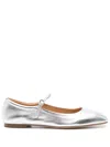 Aeyde Aline Babies Metallic Ballerina Shoes In Silver