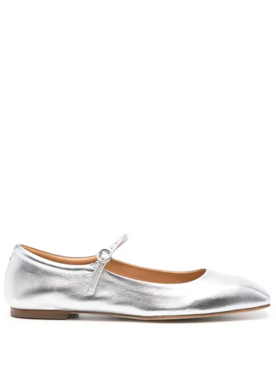 Aeyde Uma Ballet Flats In Silver