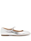 Aeyde Aline Babies Metallic Ballerina Shoes In Silver