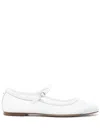 Aeyde Round Toe Ballerina Shoes With Contrast Piping In White