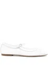 Aeyde Round Toe Ballerina Shoes With Contrast Piping In White