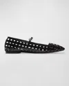 Aeyde Uma Caged Cut-out Patent-leather Mary Jane Ballet Flats In Black