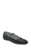 Aeyde Uma Caged Cut-out Patent-leather Mary Jane Ballet Flats In Black