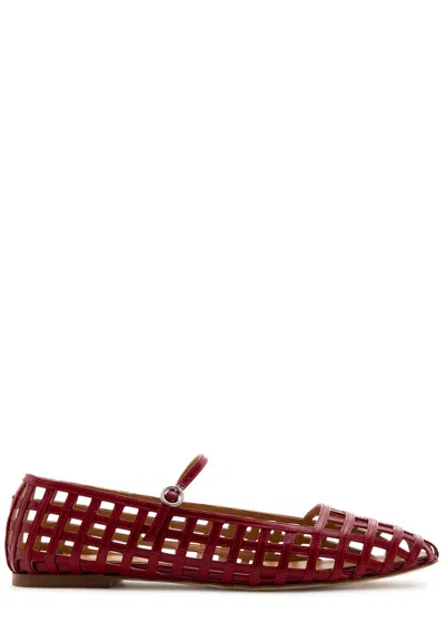Aeyde Uma Caged Patent Leather Flats In Red