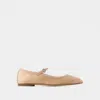 Aeyde Pink Uma Satin Toe-cap Ballerina Flats In Gold