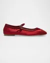 Aeyde Uma Cap-toe Satin Mary Jane Ballerina Flats In Red