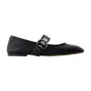 Aeyde Uma Eyelet-embellished Leather Mary Jane Ballet Flats In Black