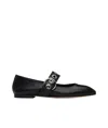 Aeyde Nappa Leather Flats With Circular Hardware Detail In Black
