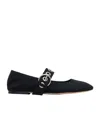 Aeyde Black Uma Eyelet Mary-jane Ballerina Flats In Black