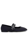 Aeyde "uma Eyelet" Mary Jane Bellet Flats In Blue