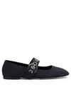 Aeyde "uma Eyelet" Mary Jane Bellet Flats In Blue