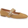 Aeyde Uma Embellished Grosgrain Mary Jane Ballet Flats In Brown