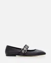 Aeyde Nappa Leather Flats With Circular Hardware Detail In Black