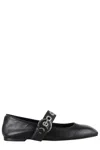 Aeyde Nappa Leather Flats With Circular Hardware Detail In Black