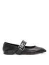 Aeyde Nappa Leather Flats With Circular Hardware Detail In Black