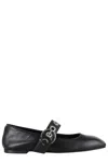 Aeyde Nappa Leather Flats With Circular Hardware Detail In Black