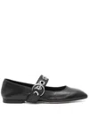 Aeyde Aeydē Nappa Leather Flats With Circular Hardware Detail In Black