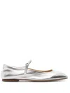 Aeyde 10mm Uma Laminated Leather Ballerina In Silver