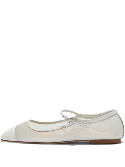 Aeyde Uma Leather Mesh Ballet Flats In Gray