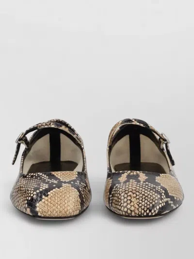 Aeyde Uma Mary Jane Flat Snake Print Shoe In Brown
