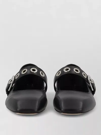 Aeyde Uma Mary Jane Shoe Eyelet Detail Square Toe In Black