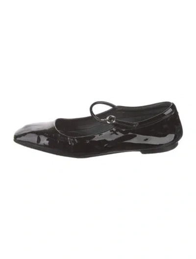 Pre-owned Aeyde Uma Mary-jane Patent Leather Mary Jane Flats In Black