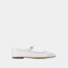 Aeyde Round Toe Ballerina Shoes With Contrast Piping In White
