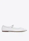 Aeyde Round Toe Ballerina Shoes With Contrast Piping In White