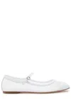 Aeyde Round Toe Ballerina Shoes With Contrast Piping In White
