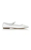 Aeyde Round Toe Ballerina Shoes With Contrast Piping In White