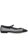 Aeyde Uma Mesh Leather Mary Jane Flats In Black