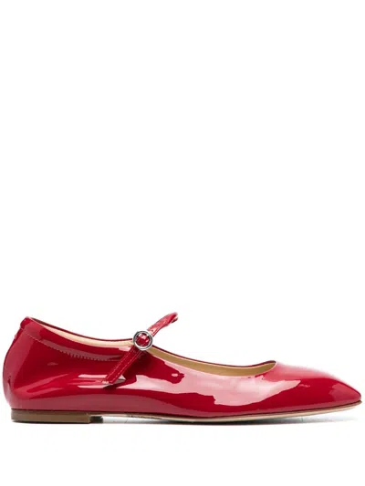 Aeyde Uma Patent Leather Mary Jane Shoes In Red