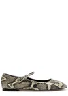 Aeyde Uma Snake Printed Leather Flats In Beige