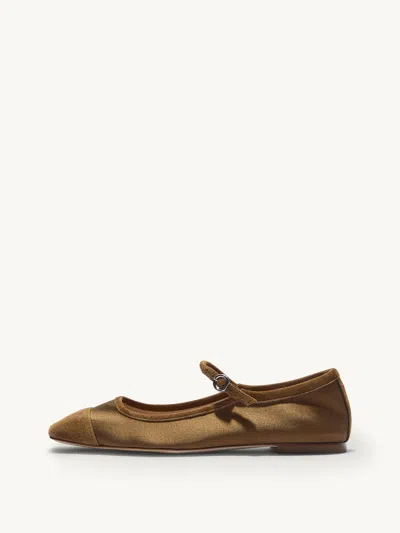 Aeyde Uma Satin Toe-cap Flats Tobacco It41 In Animal Print